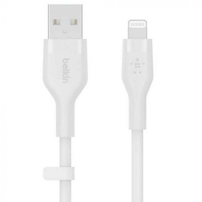 Кабель Belkin USB-A - Lightning силіконовий, з кліпсою, 3м, білий