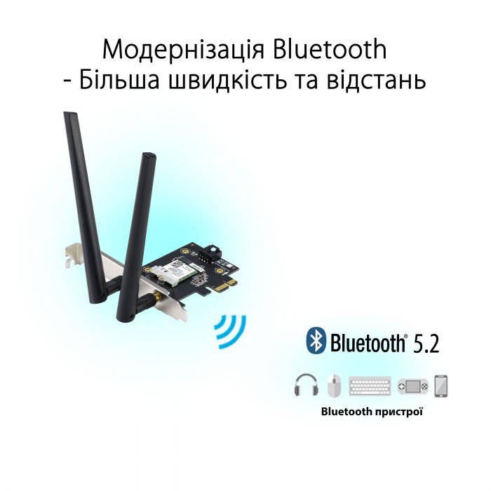 WiFi-адаптер ASUS PCE-AXE5400 Bluetooth 5.2 PCI Express WPA3 OFDMA MU-MIMO