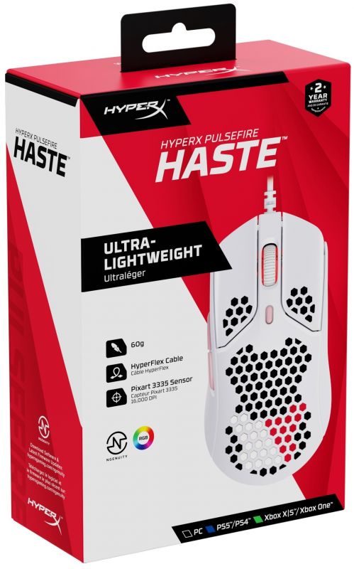 Миша HyperX Pulsefire Haste USB, White/Pink