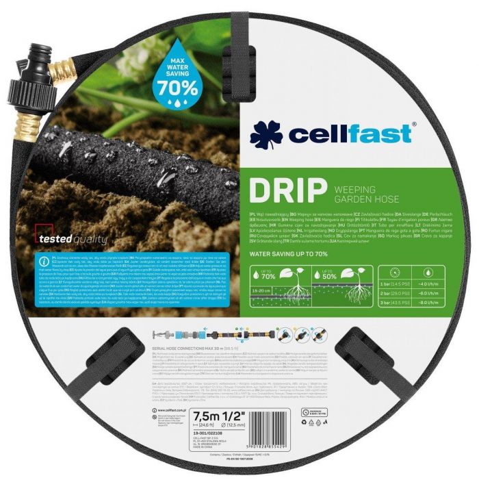 Шланг для краплинного поливу Cellfast DRIP 1/2', 7.5м
