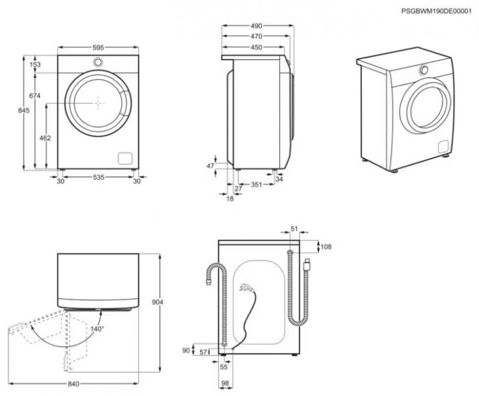 Пральна машина Electrolux фронтальна, 7кг, 1200, A+++, 48см, дисплей, інвертор, білий