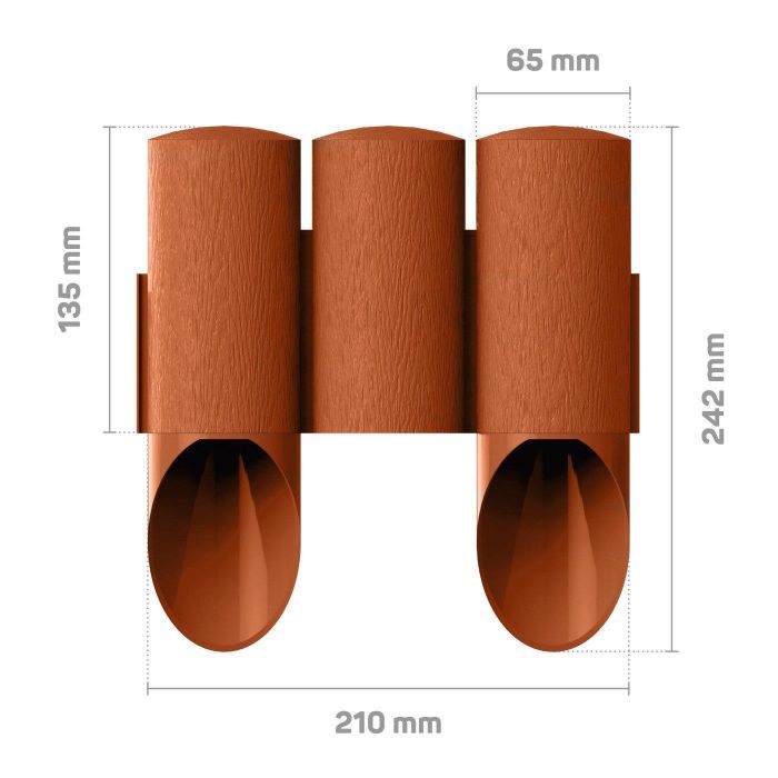 Газонна огорожа Cellfast MAXI, 3 елементи, 2.1м, цегляний