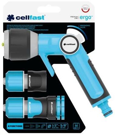 Набір для поливу Cellfast ERGO з підключенням 1/2-5/8" (багато функцій. пістолет+2коннектора+адаптер мульти.)