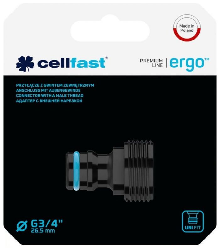 Конектор для крана Cellfast ERGO 3/4' із зовнішнім різьбленням (блістер)