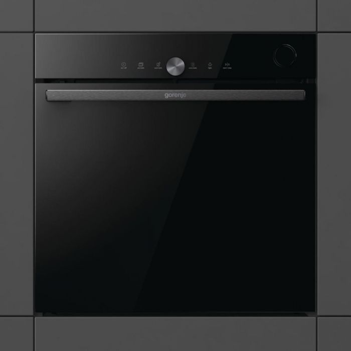 Духова шафа Gorenje BPSA6747DGWI електрична, 77л, A+, пара, дисплей, готування на різних рівнях, піроліз, чорний