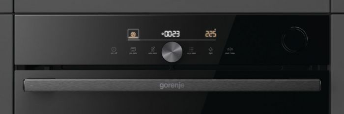 Духова шафа Gorenje BPSA6747DGWI електрична, 77л, A+, пара, дисплей, готування на різних рівнях, піроліз, чорний