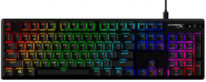 Клавіатура HyperX Alloy Origins Aqua USB RGB PBT ENG/RU, Black