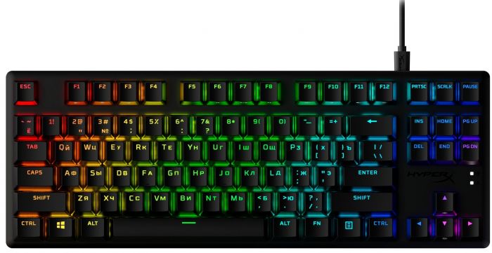 Клавіатура HyperX Alloy Origins Core PBT Aqua USB RGB ENG/RU Black