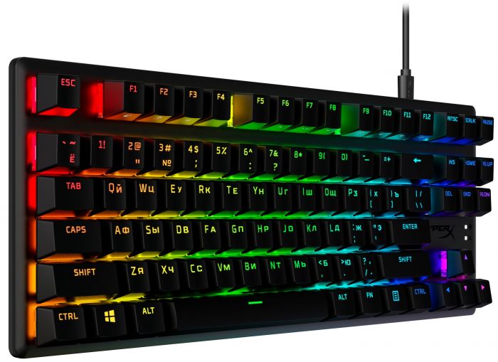 Клавіатура HyperX Alloy Origins Core PBT Aqua USB RGB ENG/RU Black