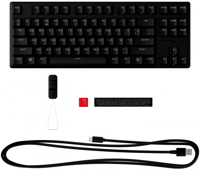 Клавіатура HyperX Alloy Origins Core PBT Aqua USB RGB ENG/RU Black