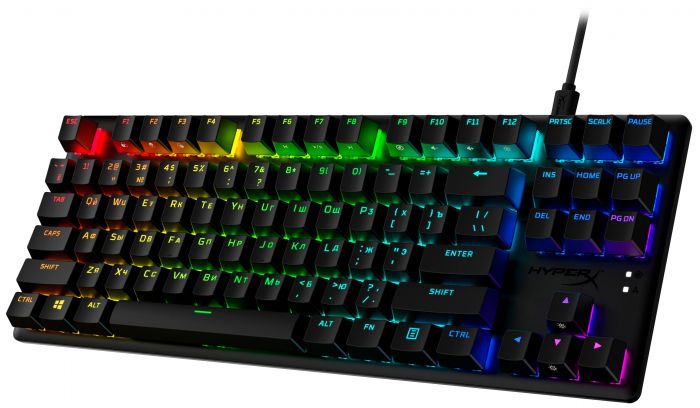 Клавіатура HyperX Alloy Origins Core PBT Aqua USB RGB ENG/RU Black