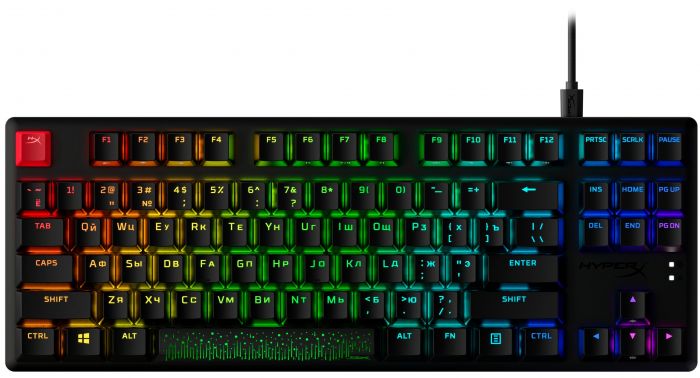 Клавіатура HyperX Alloy Origins Core PBT Aqua USB RGB ENG/RU Black