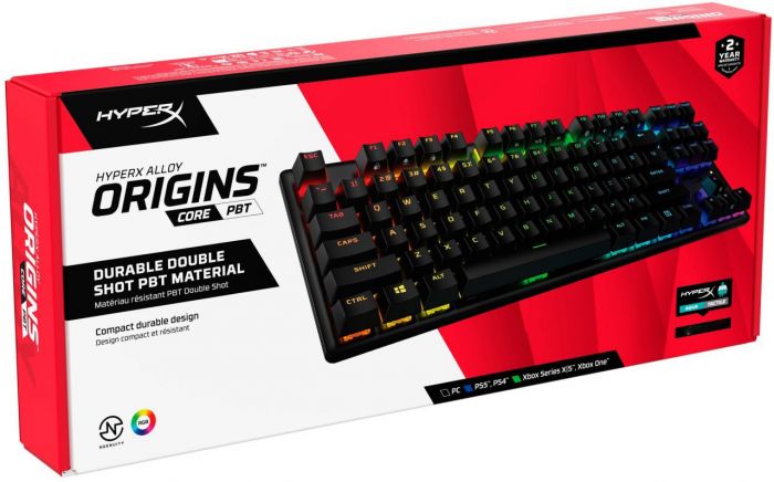 Клавіатура HyperX Alloy Origins Core PBT Aqua USB RGB ENG/RU Black