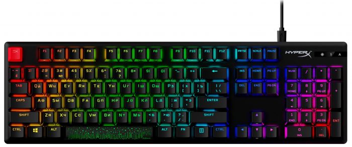 Клавіатура HyperX Alloy Origins Red USB RGB PBT ENG/RU, Black