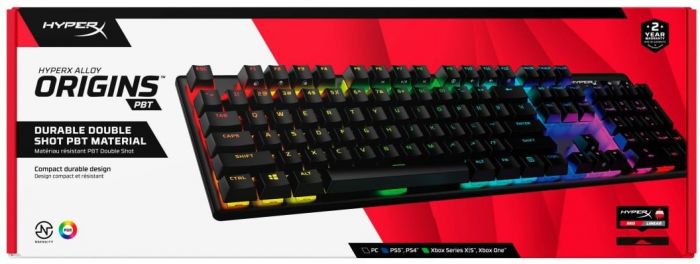 Клавіатура HyperX Alloy Origins Red USB RGB PBT ENG/RU, Black