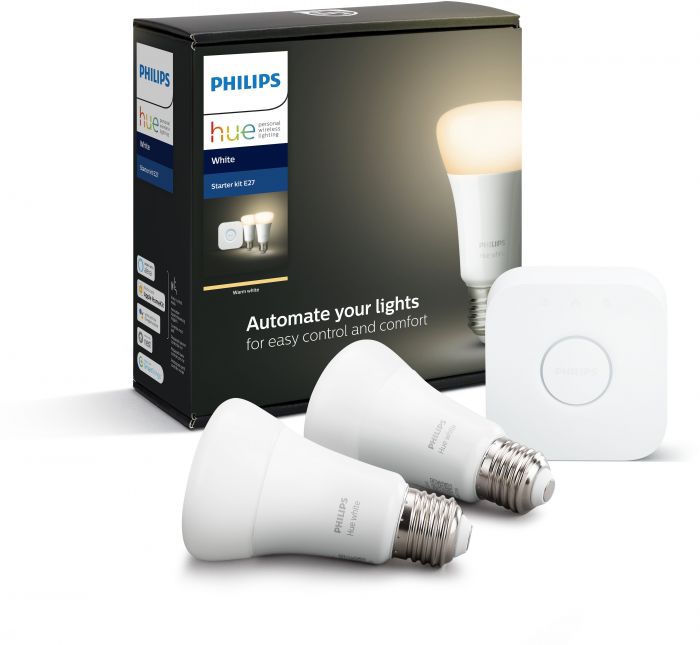 Набір Philips Hue (Bridge, лампа E27 White 2шт, стрічка світлодіодна Plus RGB 2м)