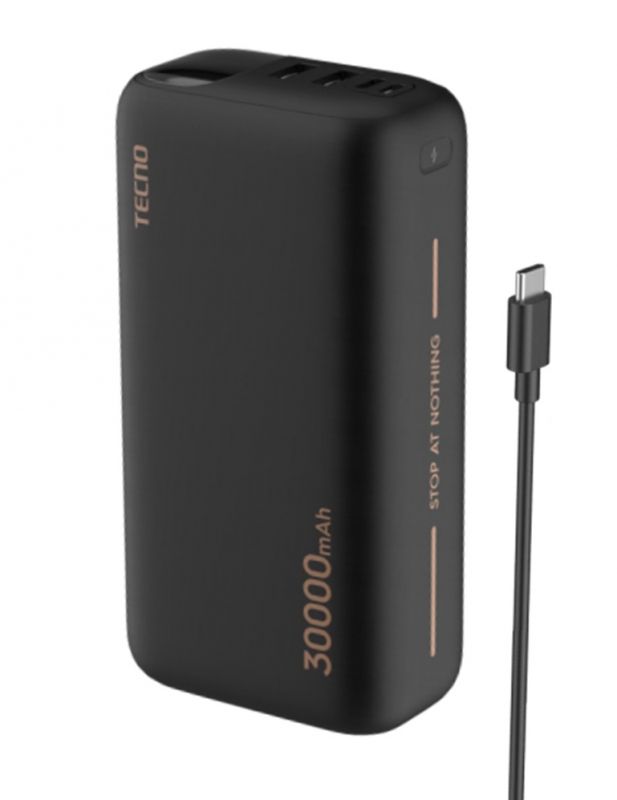 Універсальна літієва батарея Power Bank TECNO 30000mAh 22.5W Black