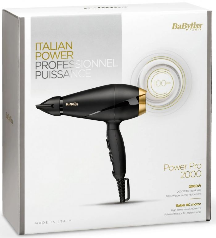 Фен Babyliss, 6704E, 2000 Вт, 1 концентратор, чорний