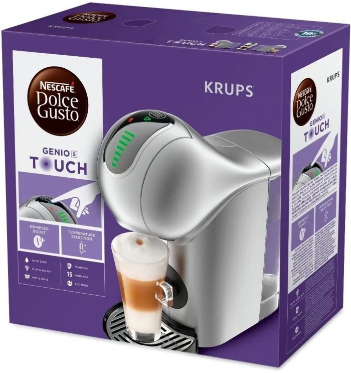 Кавоварка Krups капсульна Dolce Gusto Genio S Touch, 2,8л, капсули, сернор.керування, сріблястий