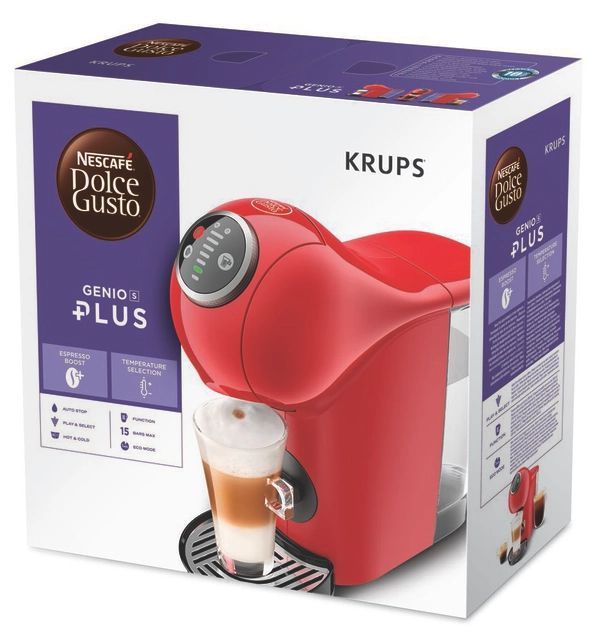 Кавоварка Krups капсульна Dolce Gusto Genio S Plus, 0,8л, капсули, сернор.керування, червоний