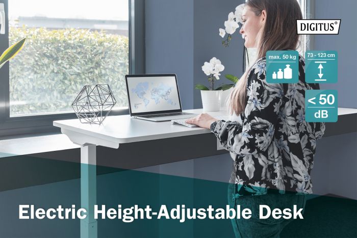 Стіл DIGITUS Electric Height Adjustable, 73-123cm, white