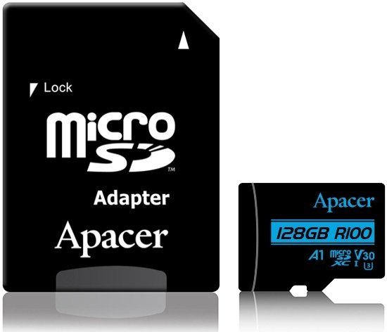 Карта пам'яті Apacer microSD 128GB C10 UHS-I R100MB/s + SD