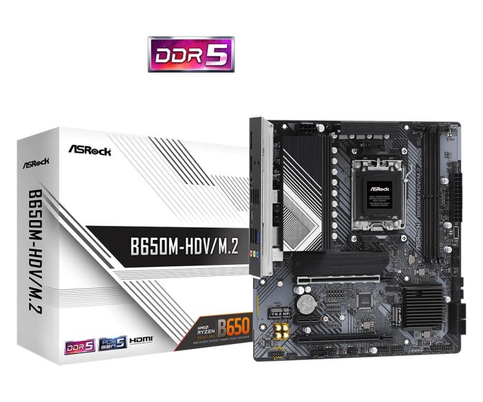 Материнська плата ASRock B650M-HDV/M.2 sAM5 B650M 2xDDR5 M2.0 HDMI DP mATX