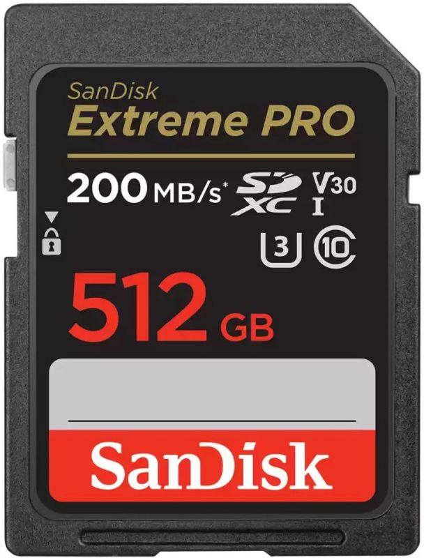 Карта пам'яті SanDisk SD  512GB C10 UHS-I U3 R200/W140MB/s Extreme Pro V30