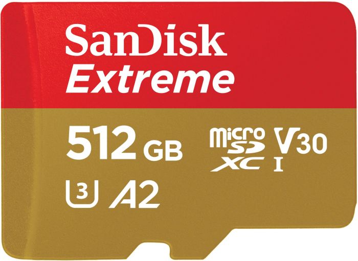 Карта пам'яті SanDisk microSD  512GB C10 UHS-I U3 R190/W130MB/s Extreme V30 + SD