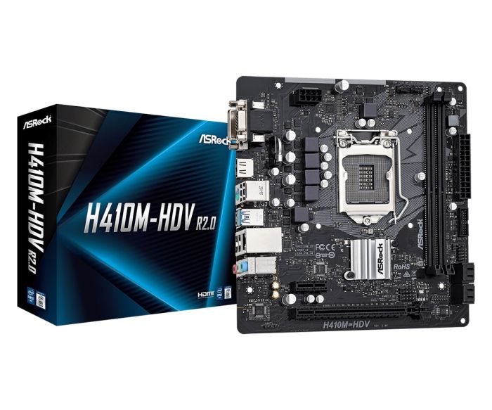 Материнська плата ASRock H410M-HDV R2.0 s1200 H410 2xDDR4 HDMI DVI VGA mATX