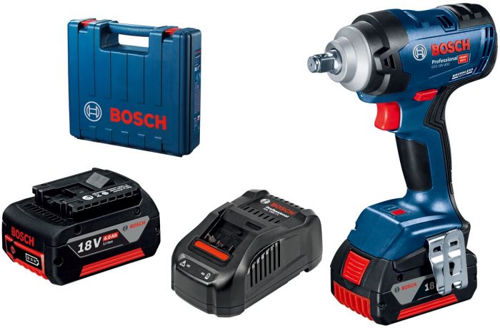 Гайкокрут Bosch Professional GDS 18V-400 акум, 2* 18 В GBA 5 Аг, 400 Нм, 0-2500 об/хв, ЗУ GAL 18V-40, кейс, зажим квадрат, 1.87 кг