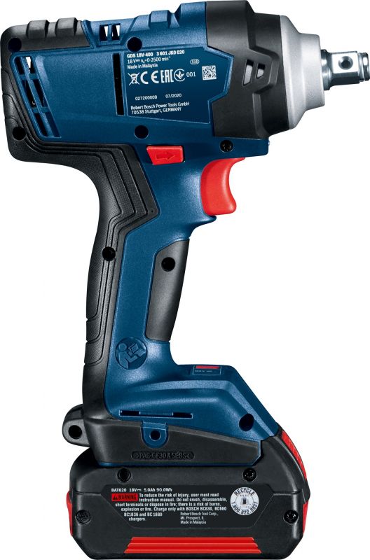 Гайковерт ударний Bosch GDS 18V-400, 18В, 2500об/хв, 400Нм, валіза, 1.25кг, без АКБ та ЗП