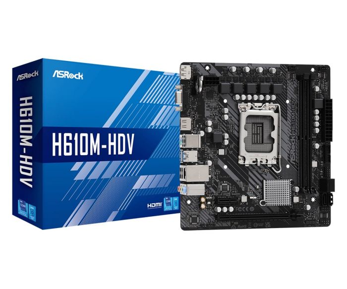 Материнська плата ASRock H610M-HDV s1700 H610 2xDDR4 HDMI DVI VGA mATX