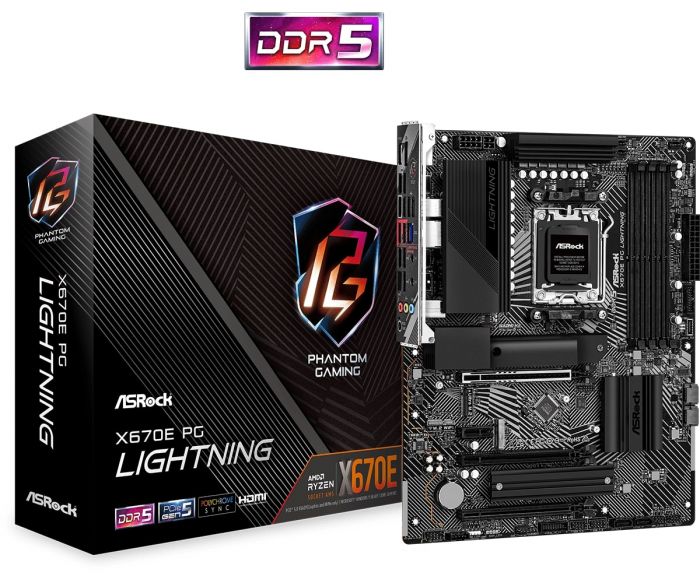 Материнська плата ASRock X670E PG LIGHTNING sAM5 X670 4xDDR5 M.2 HDMI DP