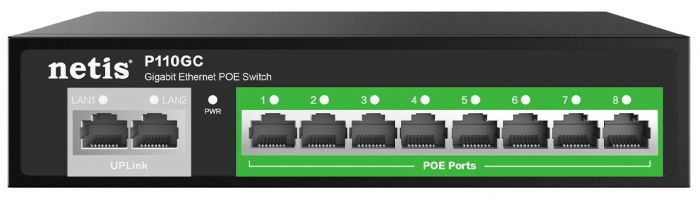 Комутатор Netis P110GC 8xGE PoE+, 2xGE Uplink, некерований