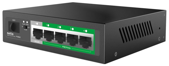 Комутатор Netis P106GC 4xGE PoE+, 1xGE Uplink, 1xGE SFP, некерований