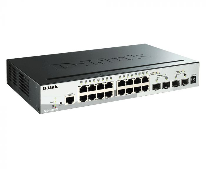 Комутатор D-Link DGS-1510-20/E 16xGE, 2xSFP, 2xSFP+, SmartPro