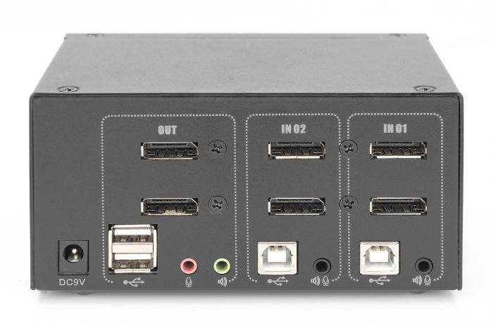 Комутатор DIGITUS Desktop DisplayPort KVM, 2 Port, Dual Display, 4K