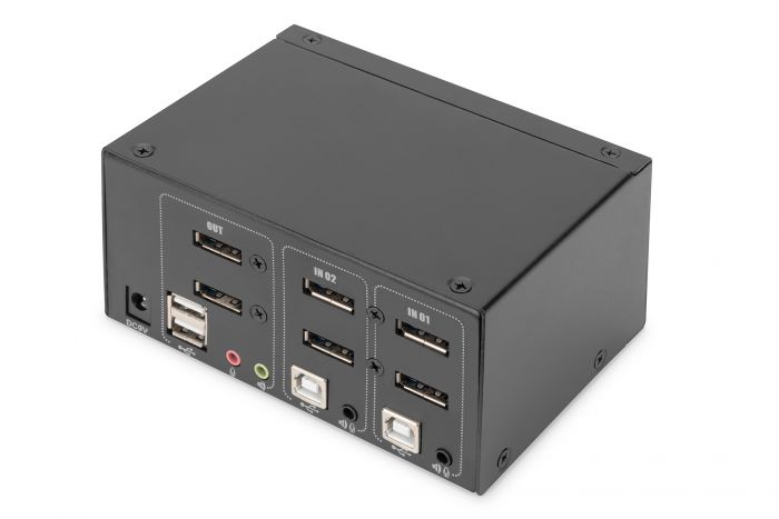 Комутатор DIGITUS Desktop DisplayPort KVM, 2 Port, Dual Display, 4K