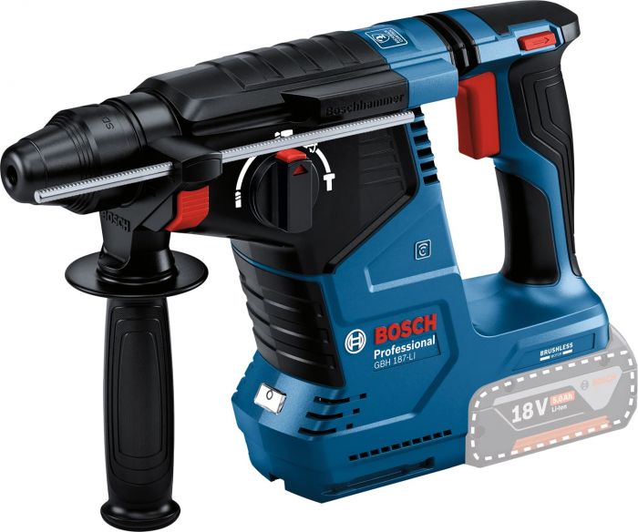 Перфоратор Bosch GBH 187-LI Professional акумуляторний, 18 В, SDS-Plus, 2.4 Дж, 980 об/хв, 2.9 кг, без АКБ та ЗП