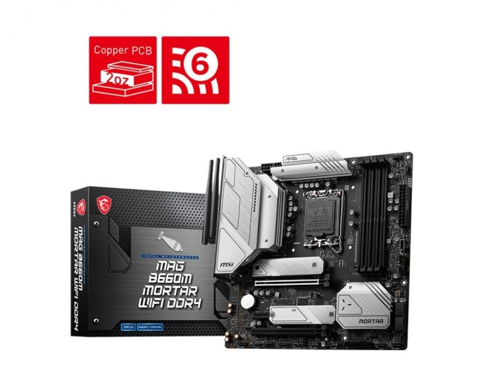 Материнcька плата MSI MAG B660M MORTAR WIFI DDR4 s1700 B660 4xDDR4 M.2 HDMI DP Wi-Fi BT mATX