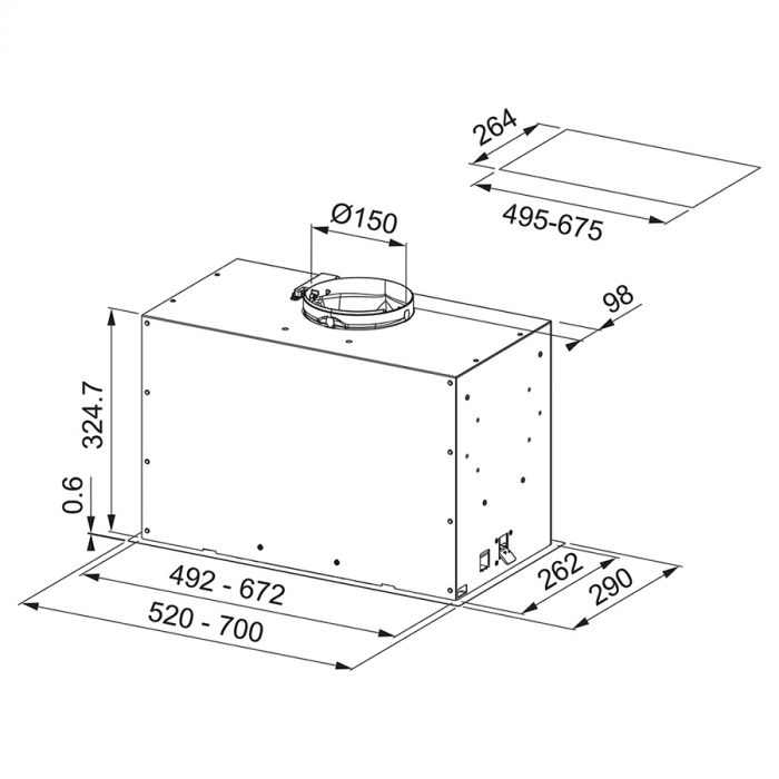 Витяжка Franke вбудовувана Box Flush EVO, 52см, 1035м3ч, FBFE XS A52, нерж