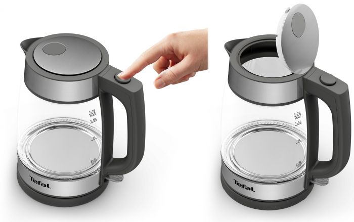 Електрочайник Tefal Glass Kettle, 1,7л, скло, сірий