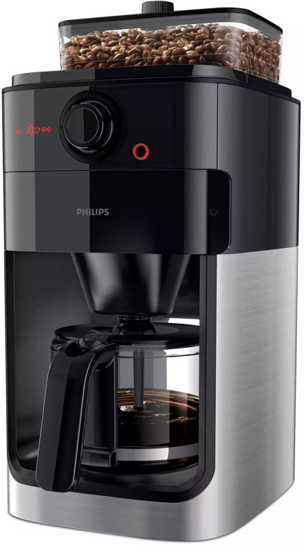 Кавоварка Philips Grind & Brew, 1,2л, зерно+мелена, вбудована кавомолка, чорний