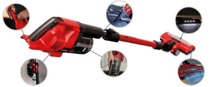 Пилосос вертикальний акум Einhell TE-SV 18 Li - Solo, PXC, 18В, 0.6 л, 100 мбар, 1.05 кг (без АКБ і ЗП)