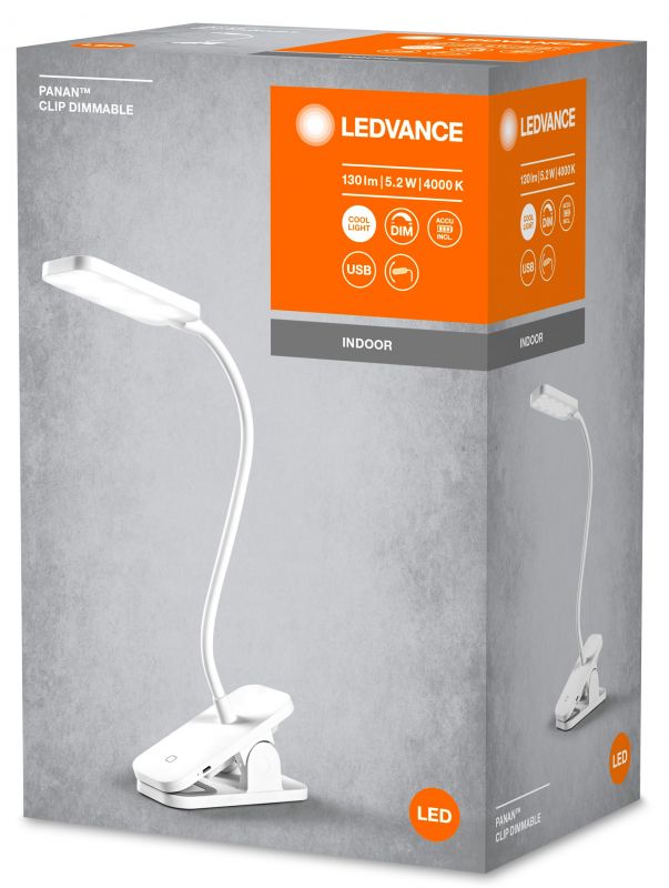 Лампа настільна світодіодна LEDVANCE LED PANAN CLIP 5W 4000K (плавно димується)