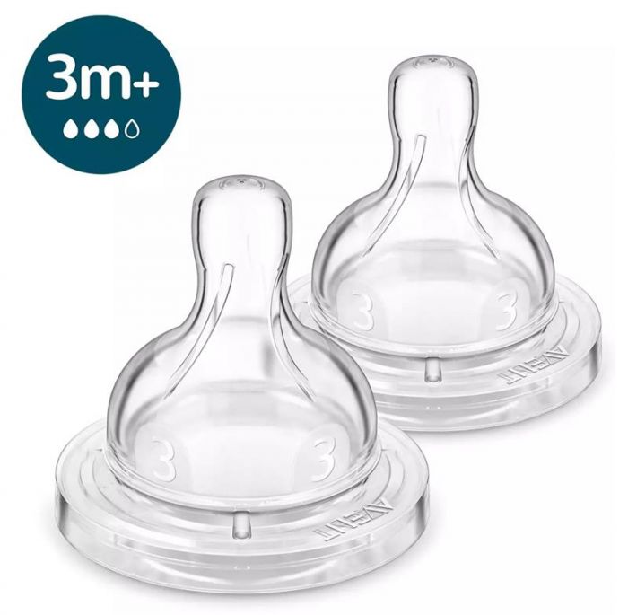 Соска Philips Avent силіконова Анти-колік,  3 міс+., 2 шт, середній потік