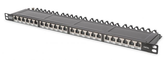 Патч-панель Digitus 19' 0,5U STP Cat.6а 24 порти, зібрана, RAL 9005