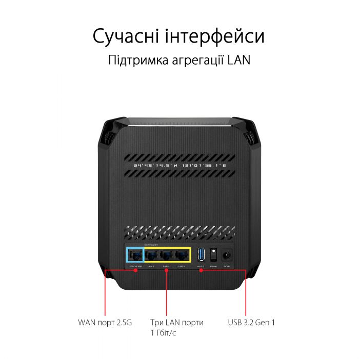 Маршрутизатор ASUS ROG Rapture GT6 1PK black AX10000 3xGE LAN 1x2.5GE WAN 1xUSB 3.2 g1 WPA3 OFDMA MESH