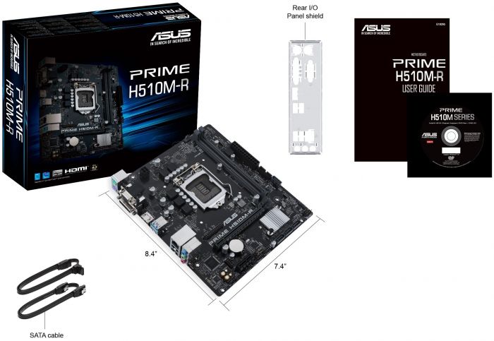 Материнcька плата ASUS PRIME H510M-R-SI s1200 H510 2xDDR4 HDMI DVI D-Sub mATX White BOX WITH ACCESSORY